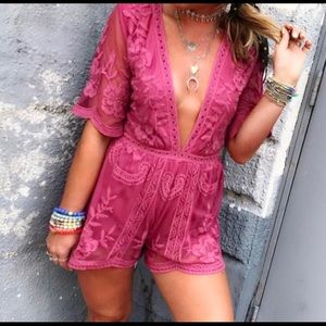 lace honey punch romper